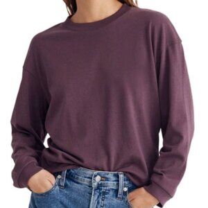 VGUC Madewell Supima Cotton Essential Long-Sleeve Tee in Muted Plum, Sz XS